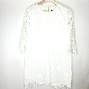 Ann Taylor Womens Lace Overlay Dress Size 6 New Imperfect White